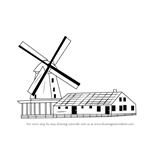 How to Draw a Windmill with House