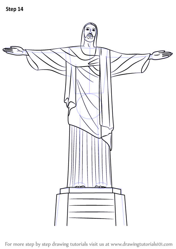 Step by Step How to Draw Christ the Redeemer : DrawingTutorials101.com