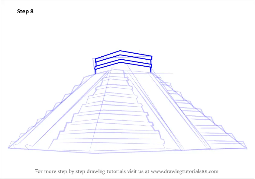 Learn How to Draw El Castillo Chichen Itza (Wonders of The World) Step