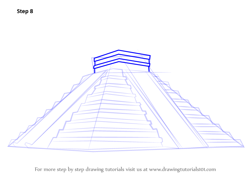 Learn How to Draw El Castillo Chichen Itza (Wonders of The World) Step