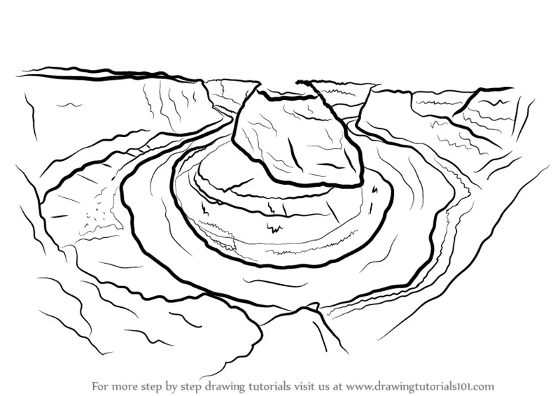 Learn How to Draw Horse Shoe Bend at Grand Canyon (Wonders of The World
