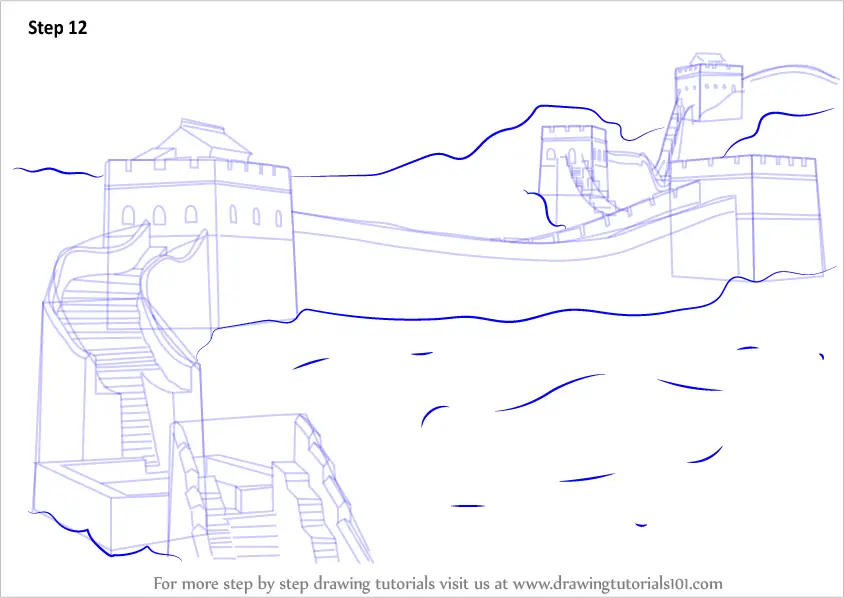 Learn How to Draw Great Wall of China (World Heritage Sites) Step by