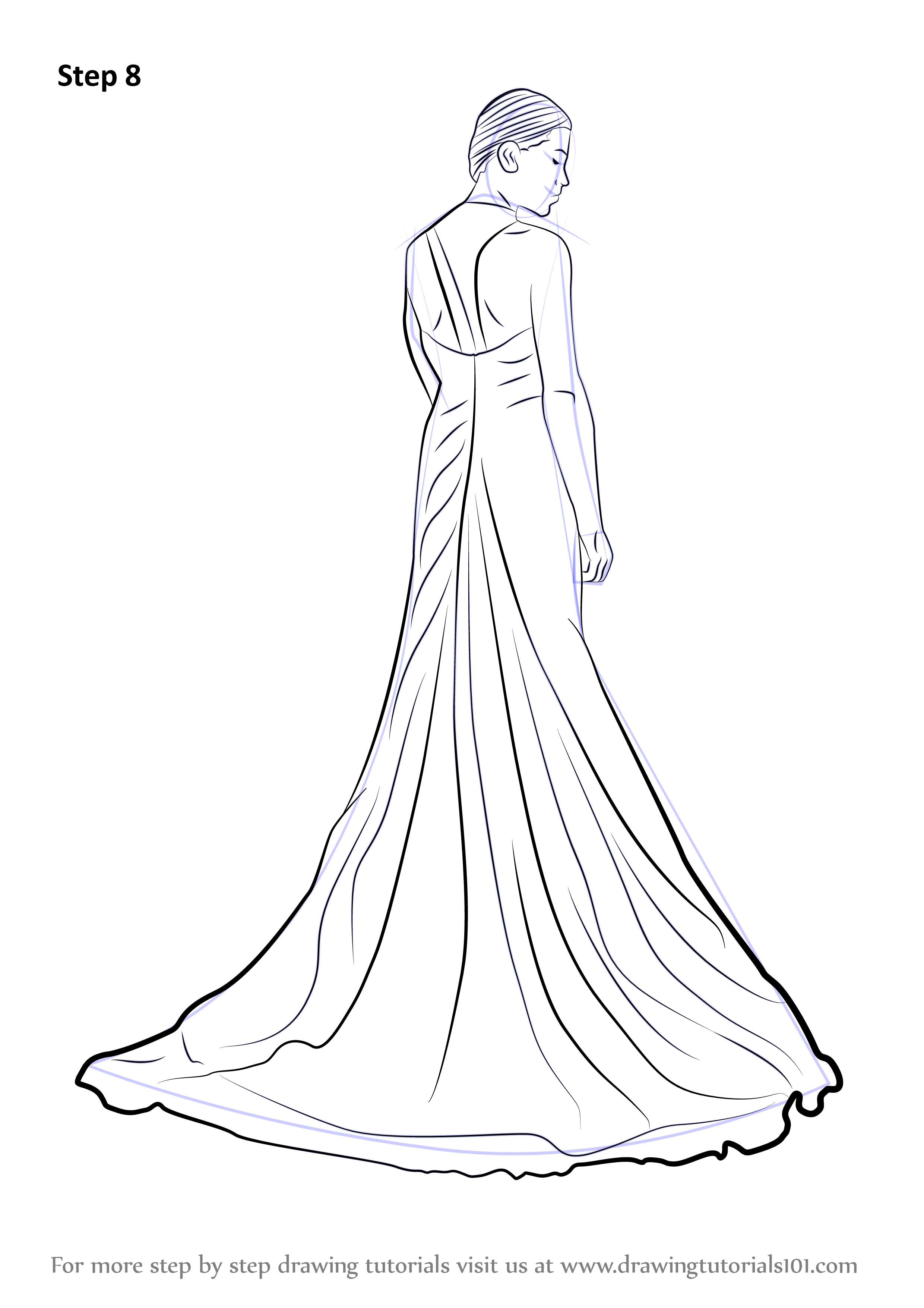 How to draw a beautiful Wedding dress drawing design easy Fashion  illustration dresses drawing  YouTube