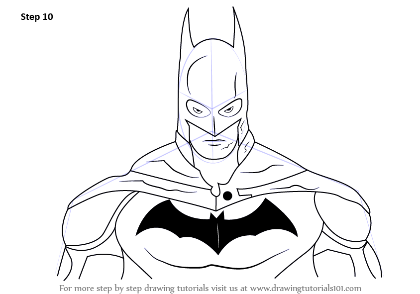 Learn How to Draw Batman Face (Batman) Step by Step : Drawing Tutorials