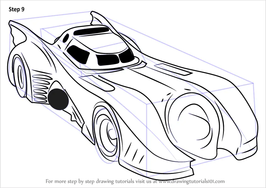 Learn How to Draw a Batmobile 1989 (Batman) Step by Step : Drawing