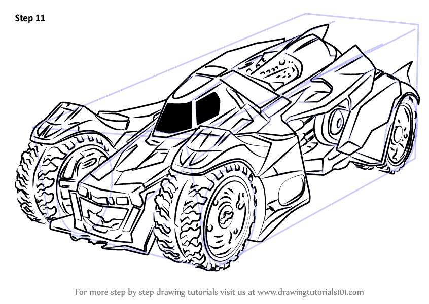 Download Step by Step How to Draw Batmobile Arkham Knight : DrawingTutorials101.com