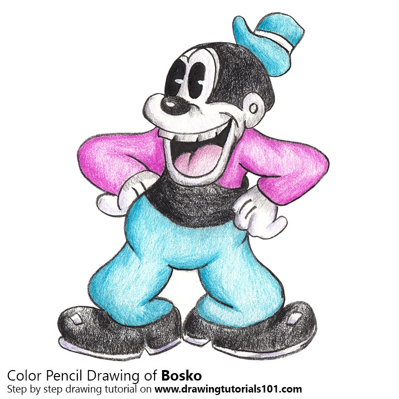 How to Draw Bosko by Color Pencils
