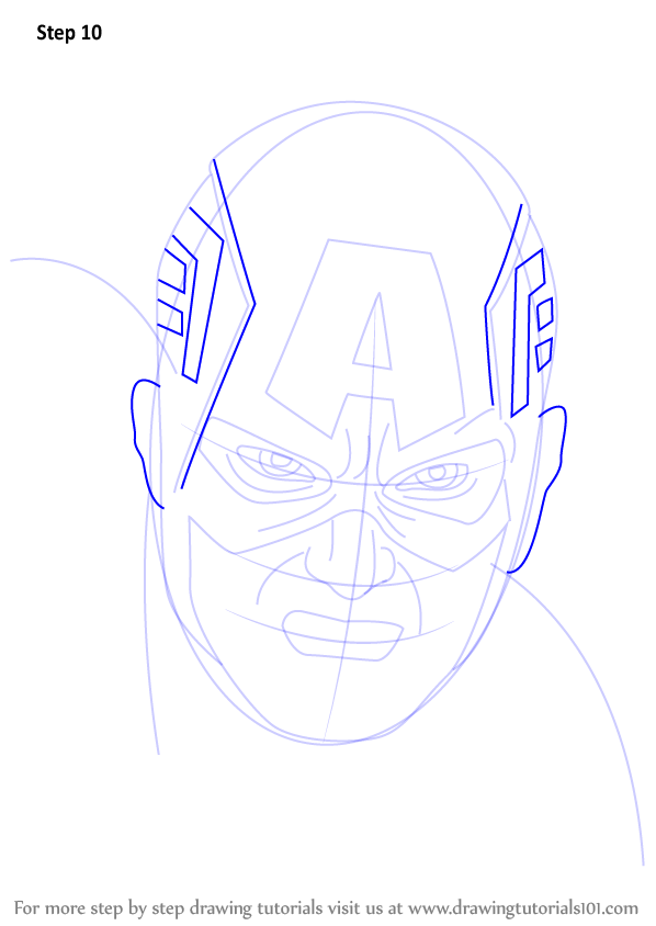 Learn How to Draw Captain America Face (Captain America) Step by Step ...