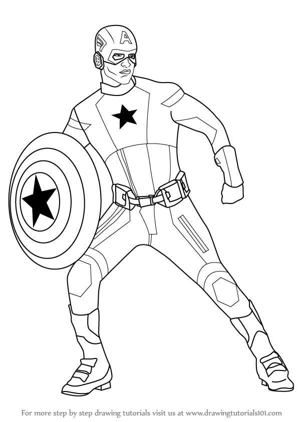 Step by Step How to Draw Captain America : DrawingTutorials101.com