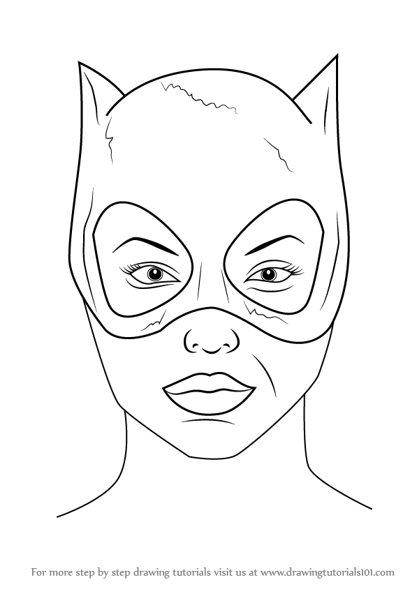 Learn How to Draw Catwoman Face (Catwoman) Step by Step : Drawing Tutorials