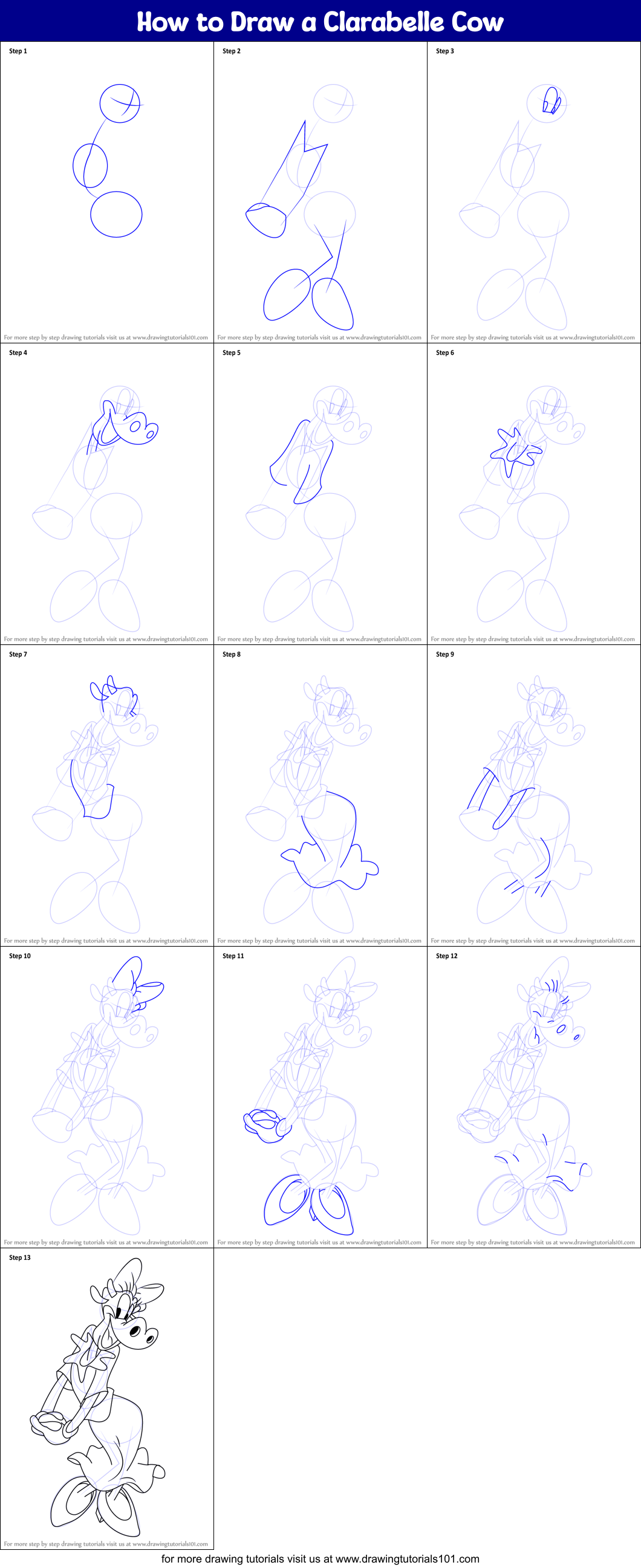 How to Draw a Clarabelle Cow (Clarabelle Cow) Step by Step ...