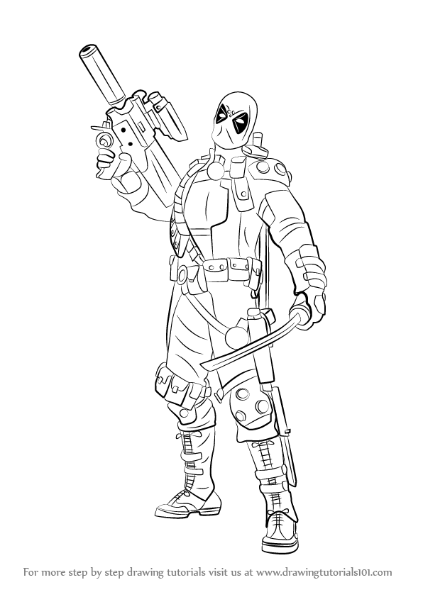 Step by Step How to Draw Deadpool with a Gun ... - 596 x 842 png 59kB