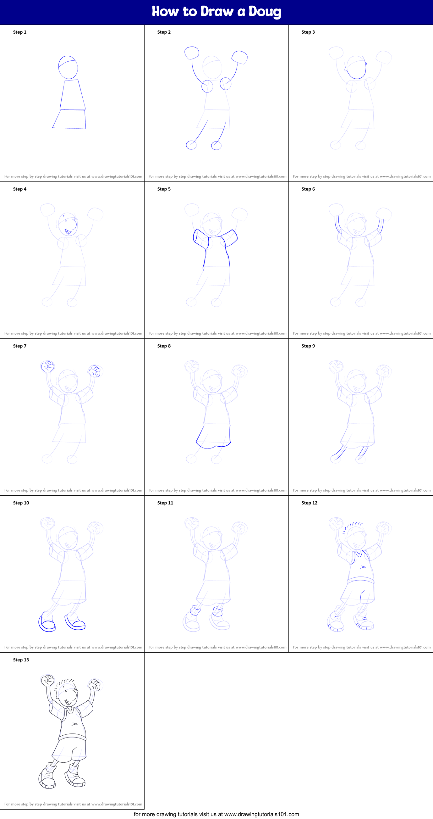 How to Draw a Doug Printable Step by Step