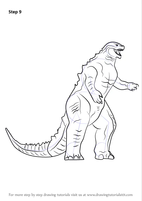 Learn How to Draw a Godzilla (Godzilla) Step by Step : Drawing Tutorials