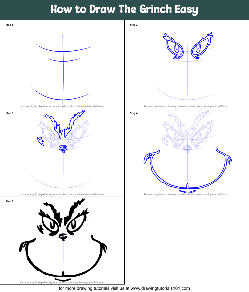 How to Draw The Grinch Easy Printable Step by Step