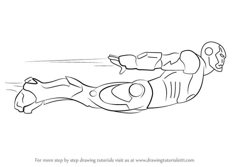 Learn How to Draw Iron Man Flying (Iron Man) Step by Step : Drawing  Tutorials