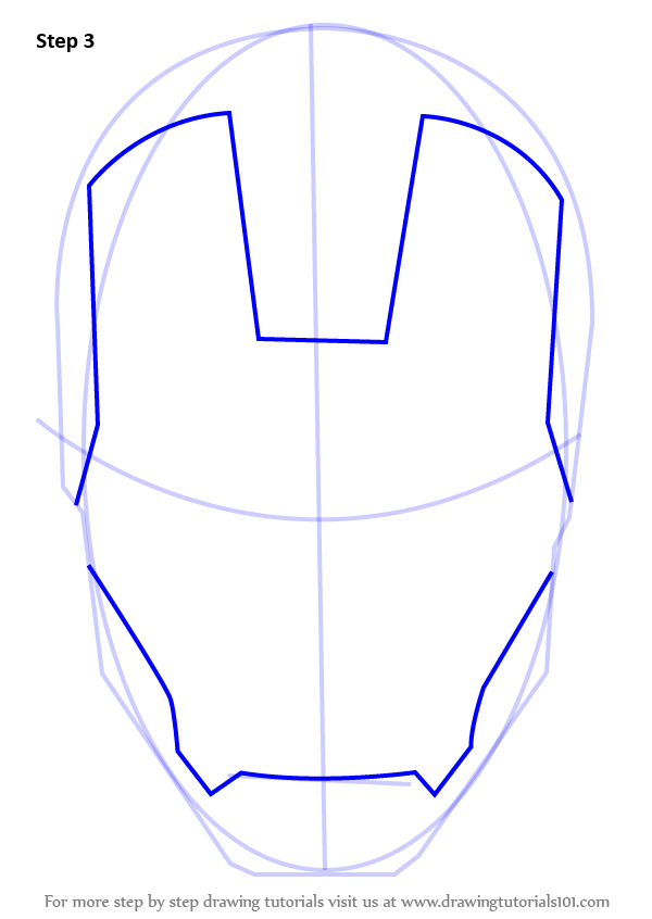 Learn How to Draw Iron Man's Helmet (Iron Man) Step by Step : Drawing