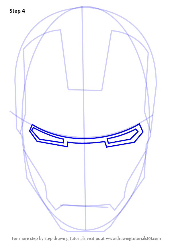 Learn How to Draw Iron Man's Helmet (Iron Man) Step by Step : Drawing