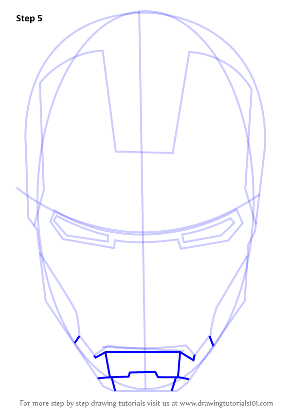 Learn How To Draw Iron Man S Helmet Iron Man Step By Step