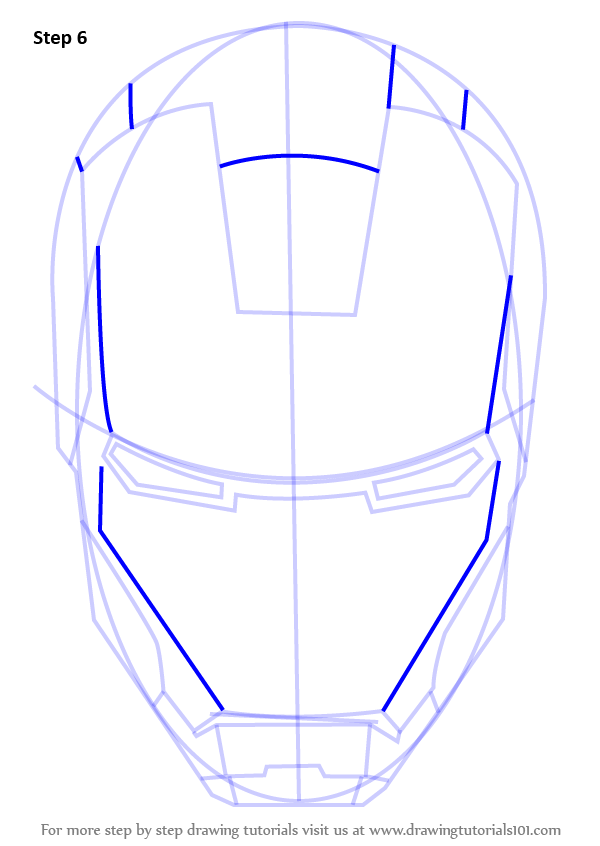 Learn How to Draw Iron Man's Helmet (Iron Man) Step by Step : Drawing