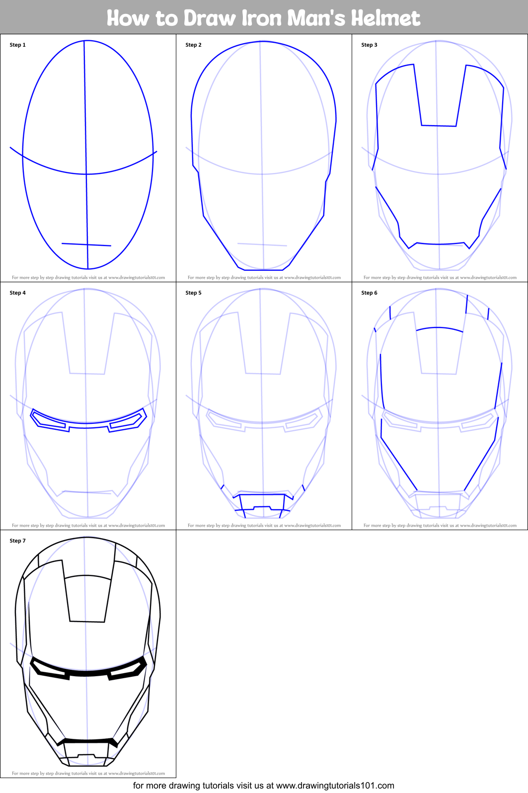 How To Draw Iron Man s Helmet Iron Man Step By Step 