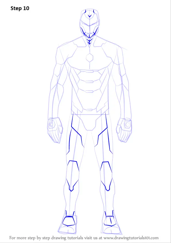 Learn How to Draw Iron Man Suit (Iron Man) Step by Step : Drawing Tutorials