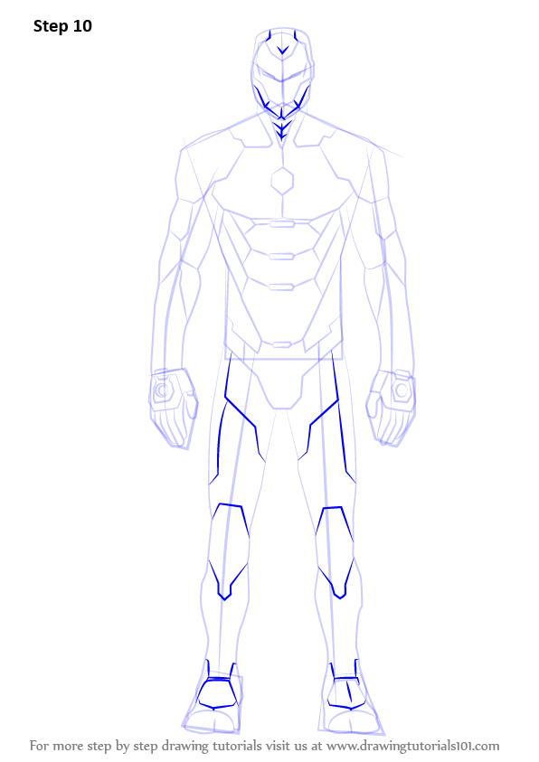 Learn How to Draw Iron Man Suit (Iron Man) Step by Step : Drawing Tutorials