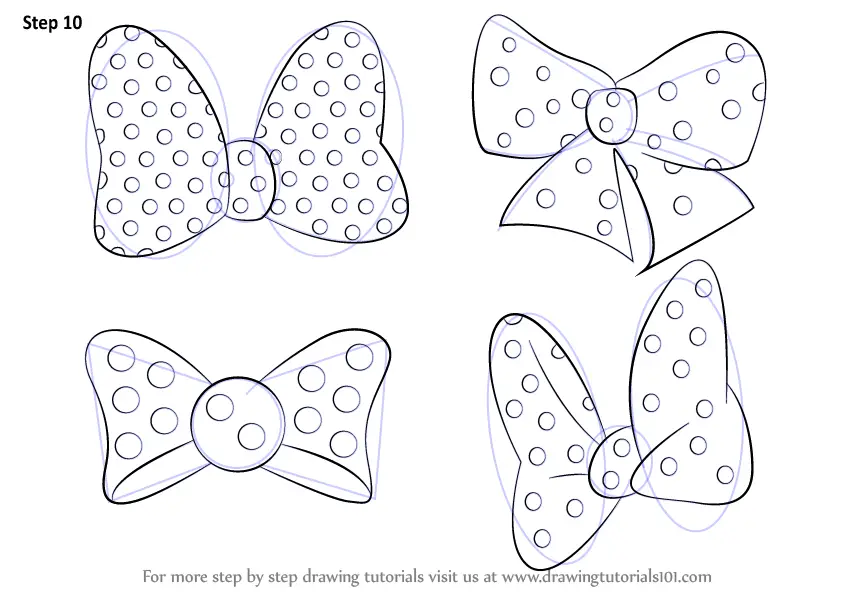 Learn How To Draw Minnie Mouse Bow Tie Minnie Mouse Step By Step