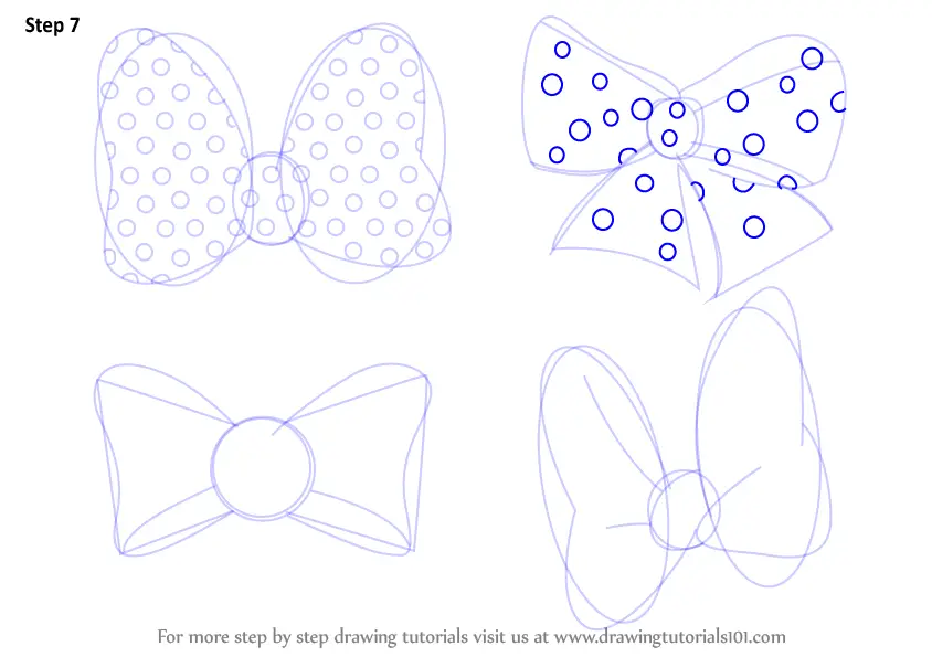 Learn How to Draw Minnie Mouse Bow Tie (Minnie Mouse) Step by Step : Drawing  Tutorials
