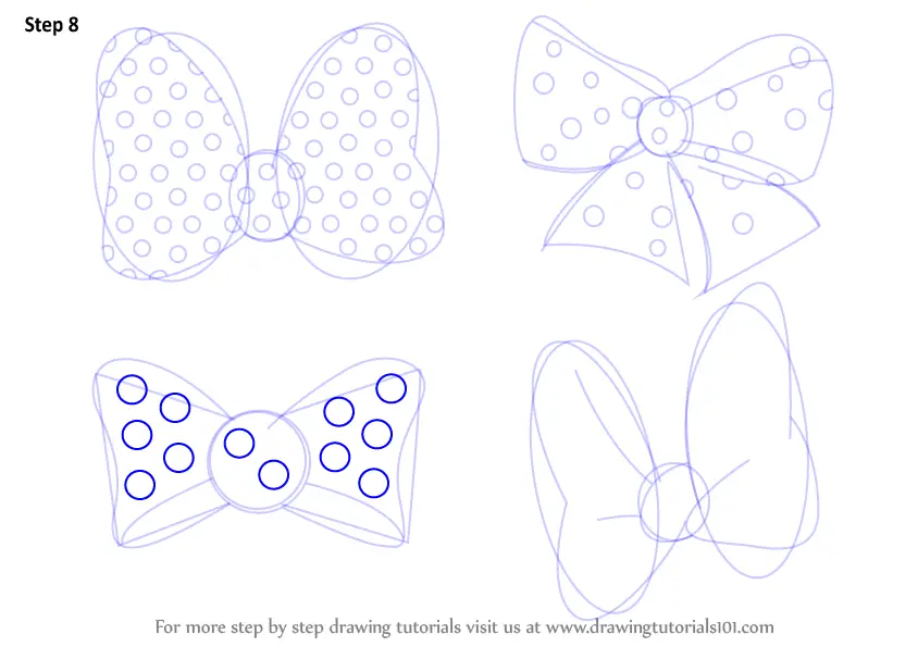 Learn How to Draw Minnie Mouse Bow Tie (Minnie Mouse) Step by Step : Drawing  Tutorials