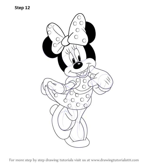 Learn How to Draw Minnie Mouse (Minnie Mouse) Step by Step : Drawing  Tutorials