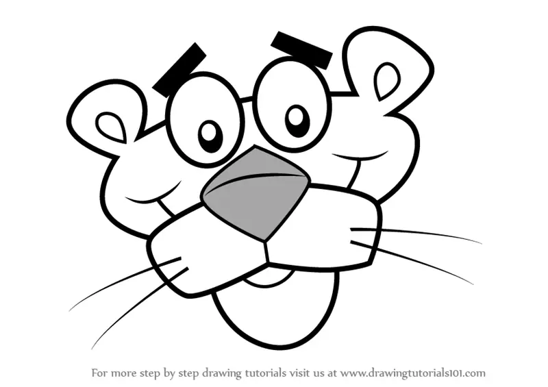 Learn How to Draw Pink Panther Face (Pink Panther) Step by Step : Drawing  Tutorials