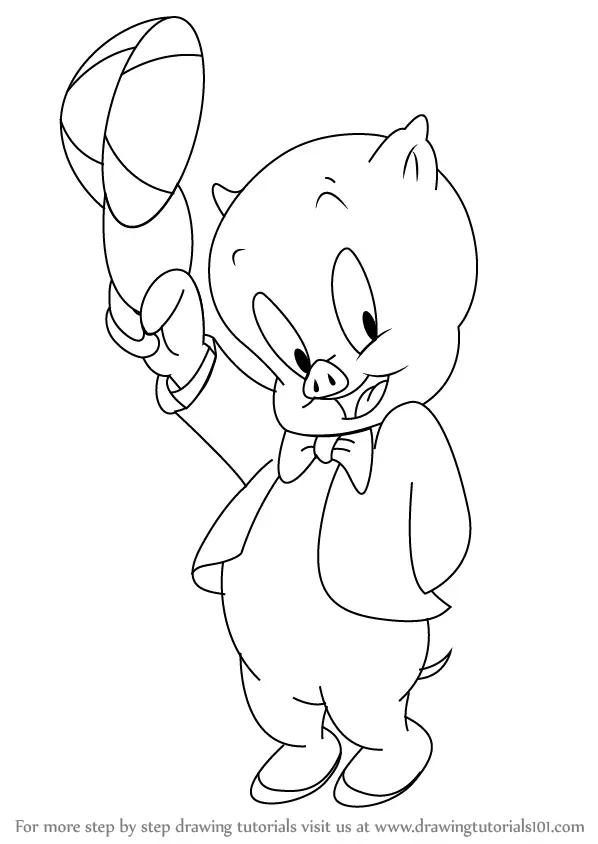 Learn How to Draw Porky Pig (Porky Pig) Step by Step : Drawing Tutorials