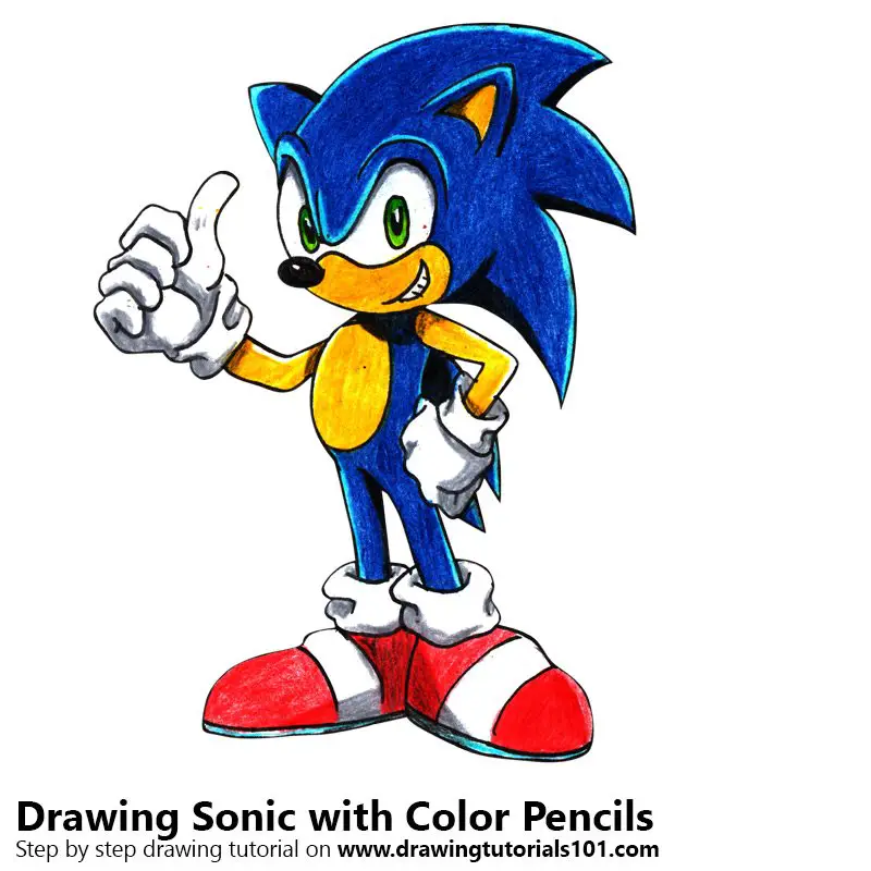 Sonic Color Pencil Drawing