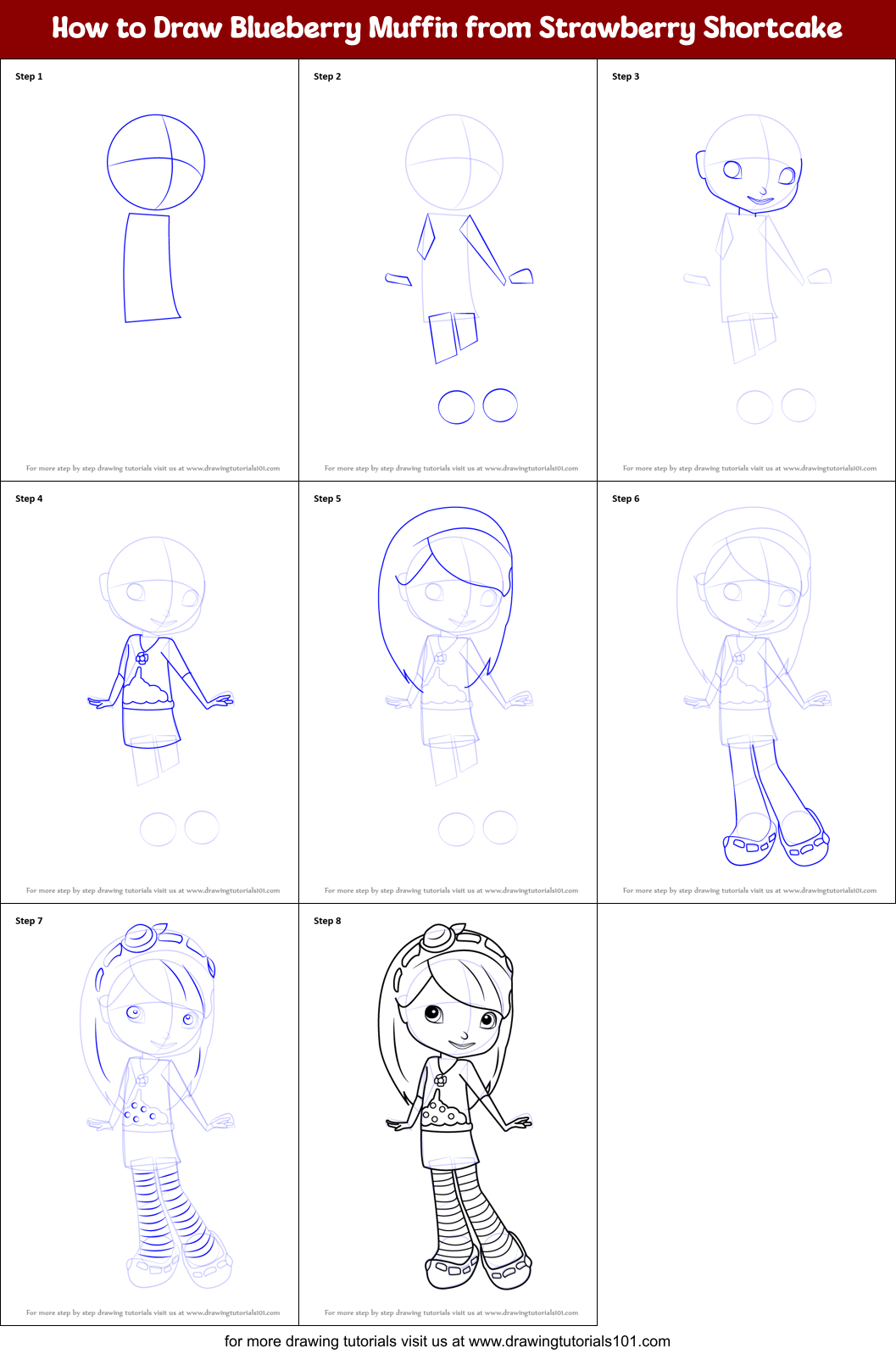 How to Draw Blueberry Muffin from Strawberry Shortcake Printable Step by Step