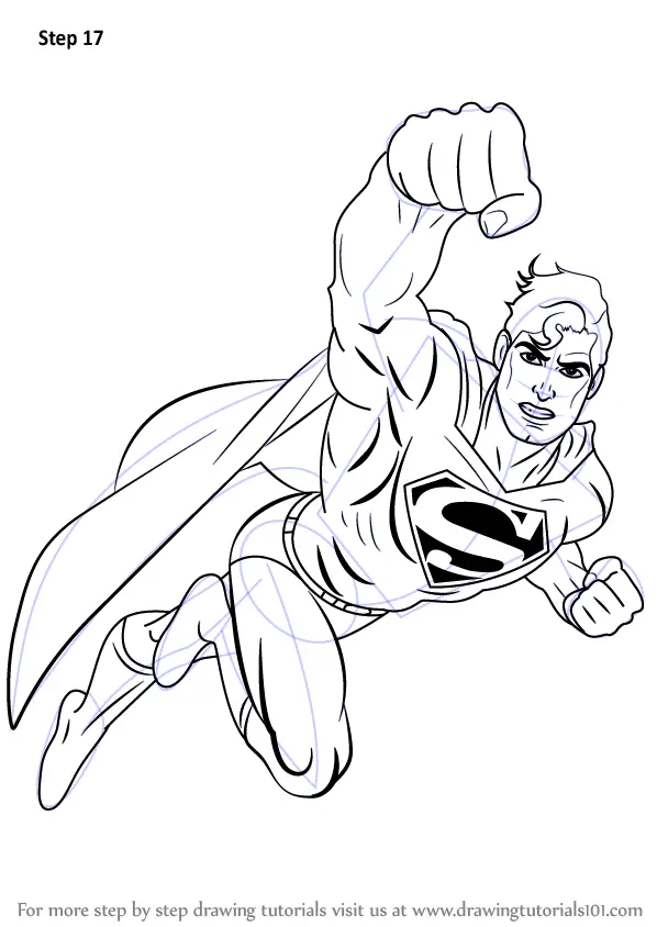 Learn How to Draw Superman Flying (Superman) Step by Step : Drawing
