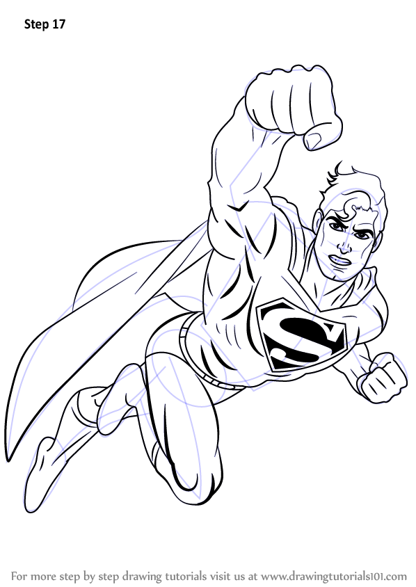 Learn How to Draw Superman Flying (Superman) Step by Step : Drawing