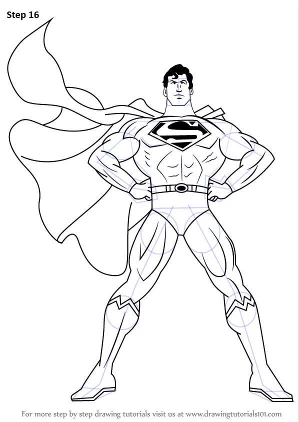 Learn How to Draw Superman (Superman) Step by Step : Drawing Tutorials