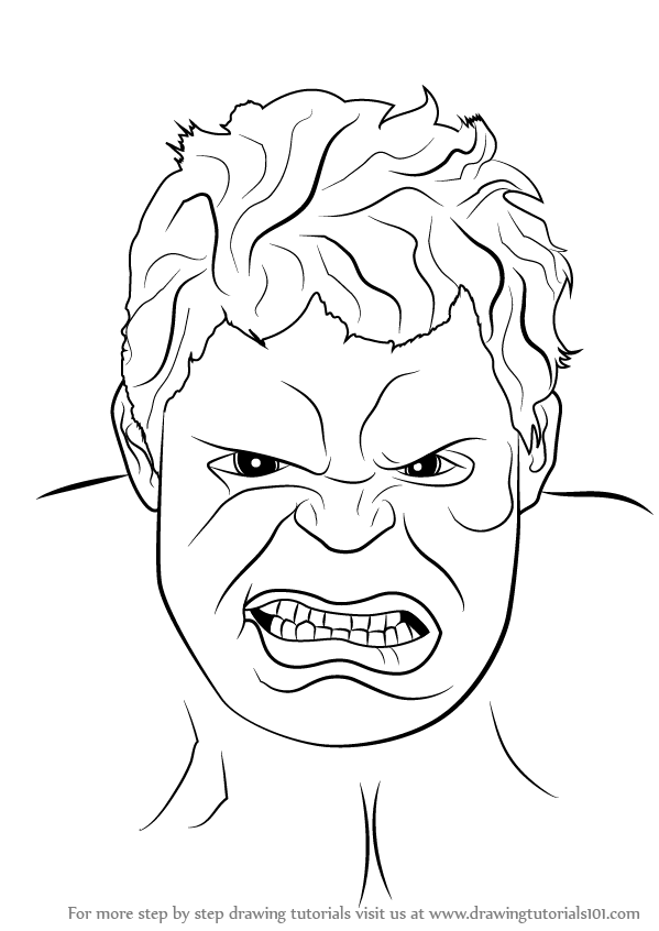 Learn How To Draw The Hulk Face The Hulk Step By Step Drawing Tutorials