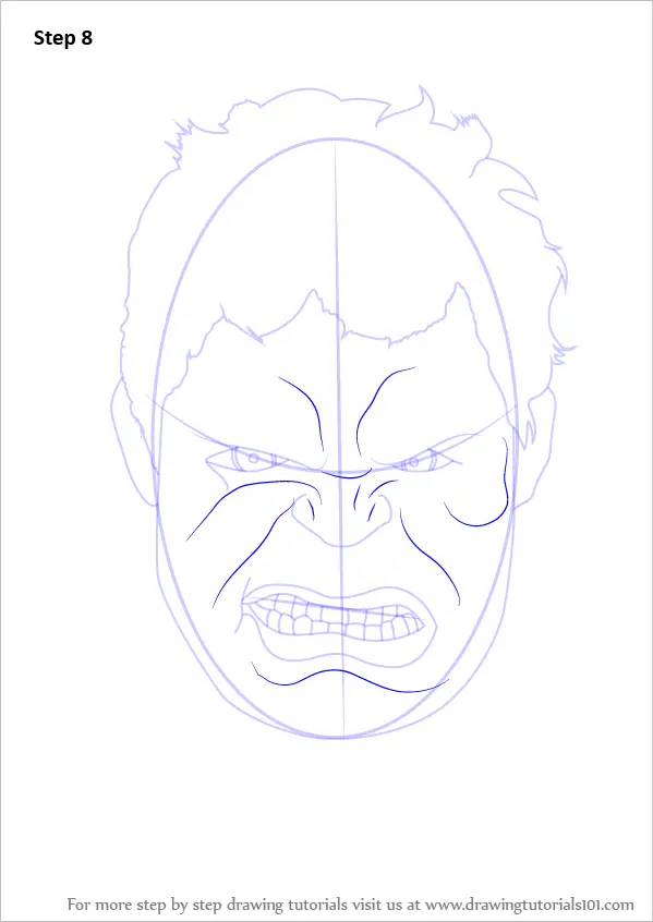 Step by Step How to Draw The Hulk Face