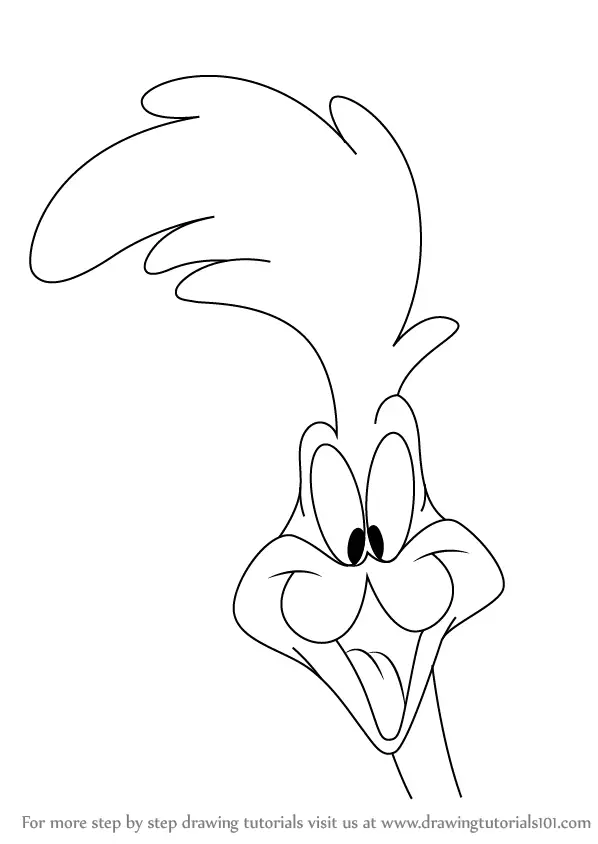 Learn How to Draw The Road Runner Face (The Road Runner) Step by Step :  Drawing Tutorials