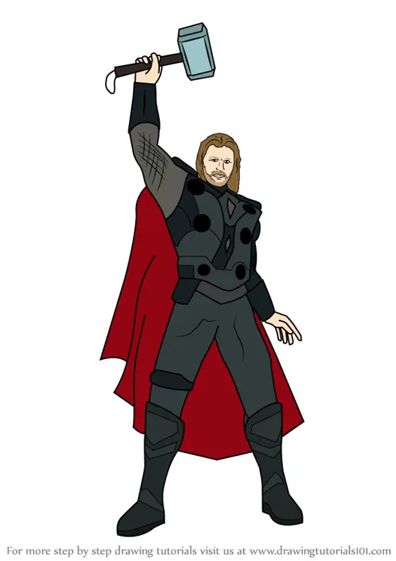 Learn How to Draw Thor (Thor) Step by Step : Drawing Tutorials