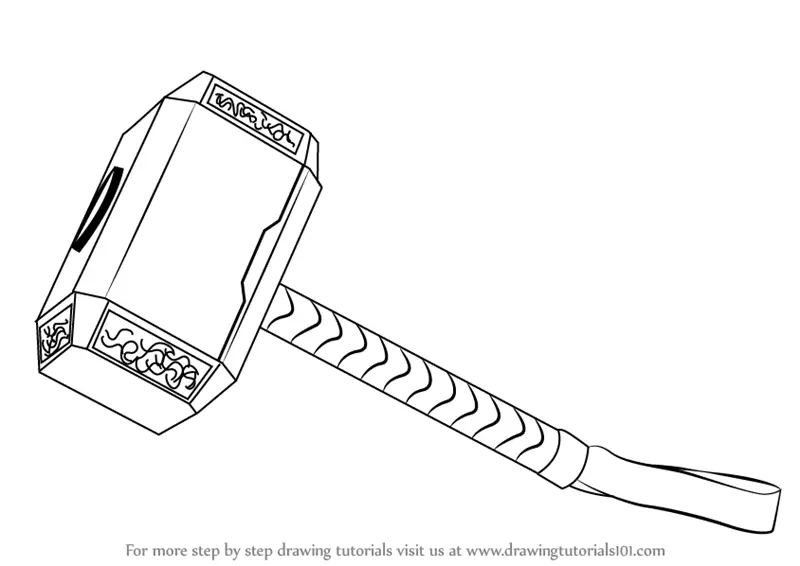 Learn How to Draw Thor's Hammer (Thor) Step by Step Drawing Tutorials