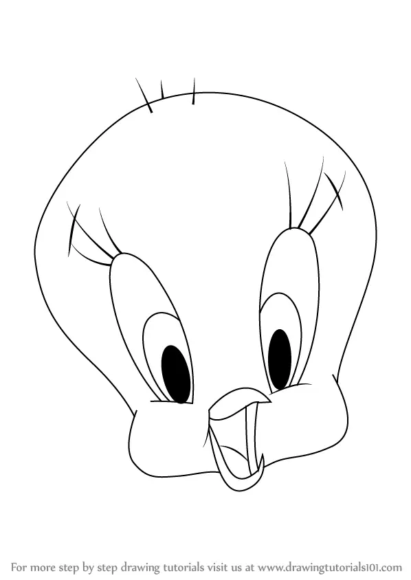 Learn How to Draw Tweety Bird Face (Tweety) Step by Step : Drawing Tutorials