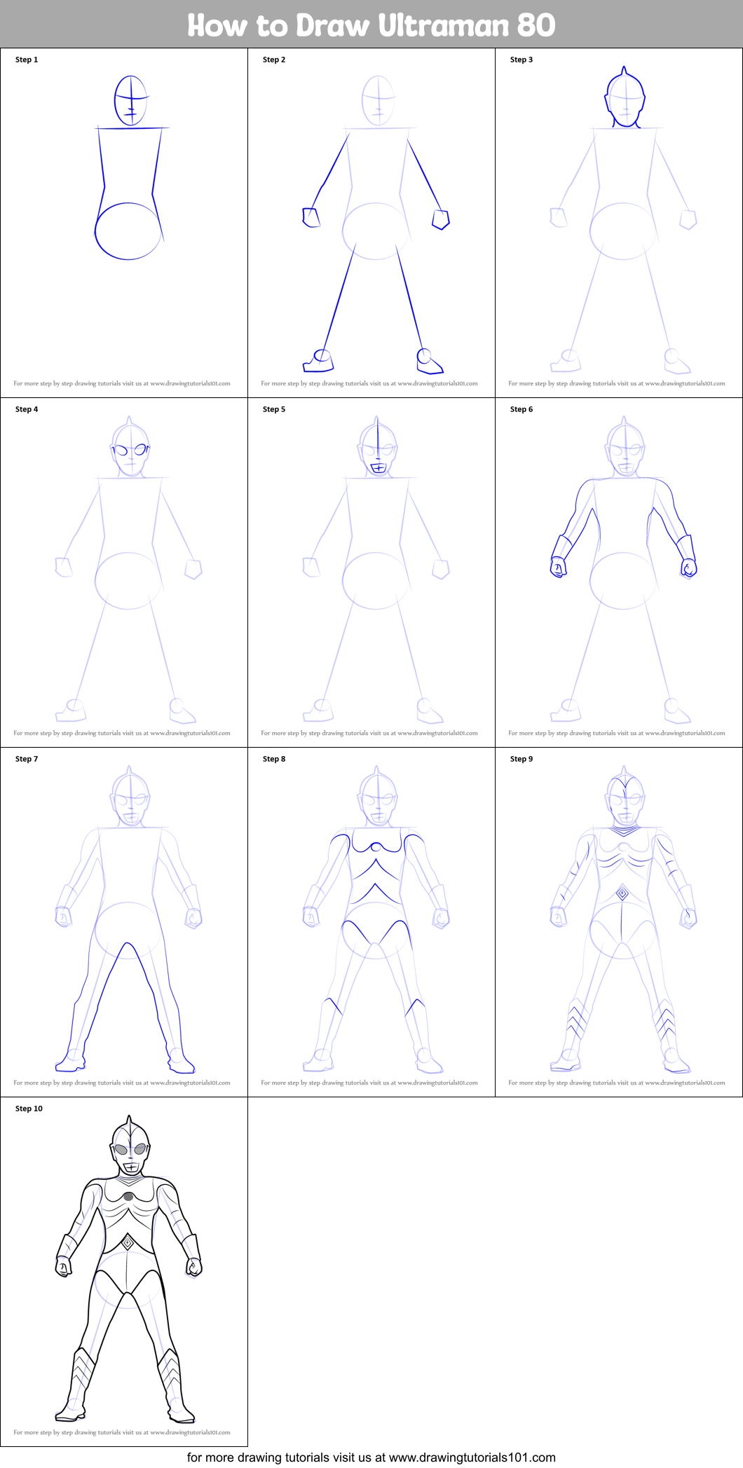 How to Draw Ultraman 80 Printable Step by Step