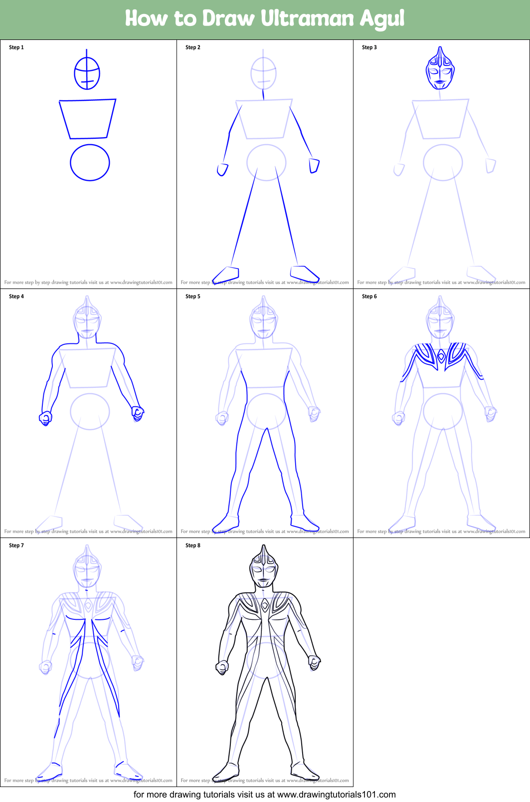How to Draw Ultraman Agul Printable Step by Step