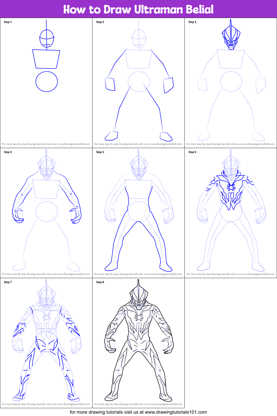 How to Draw Ultraman Belial Printable Step by Step