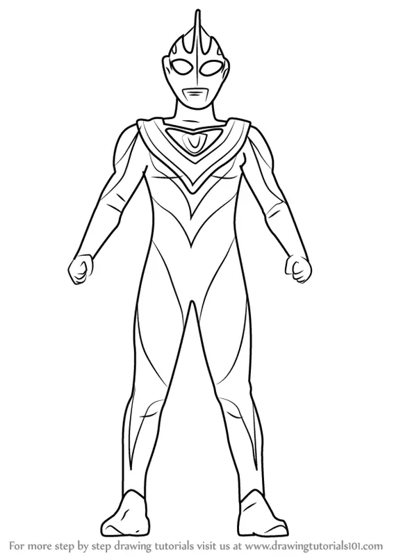 Learn How to Draw Ultraman Gaia (Ultraman) Step by Step : Drawing Tutorials