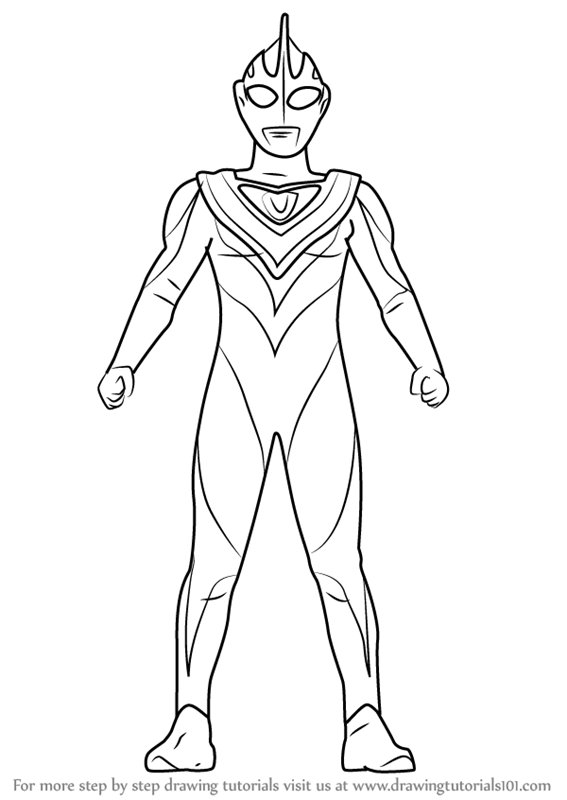 Learn How to Draw Ultraman Gaia (Ultraman) Step by Step : Drawing Tutorials