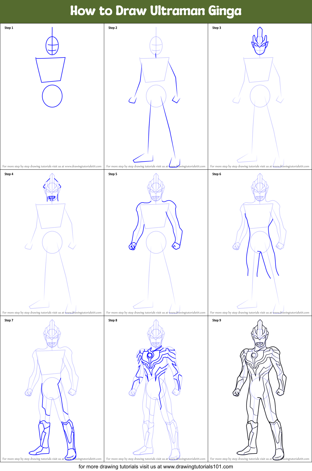 How to Draw Ultraman Ginga Printable Step by Step